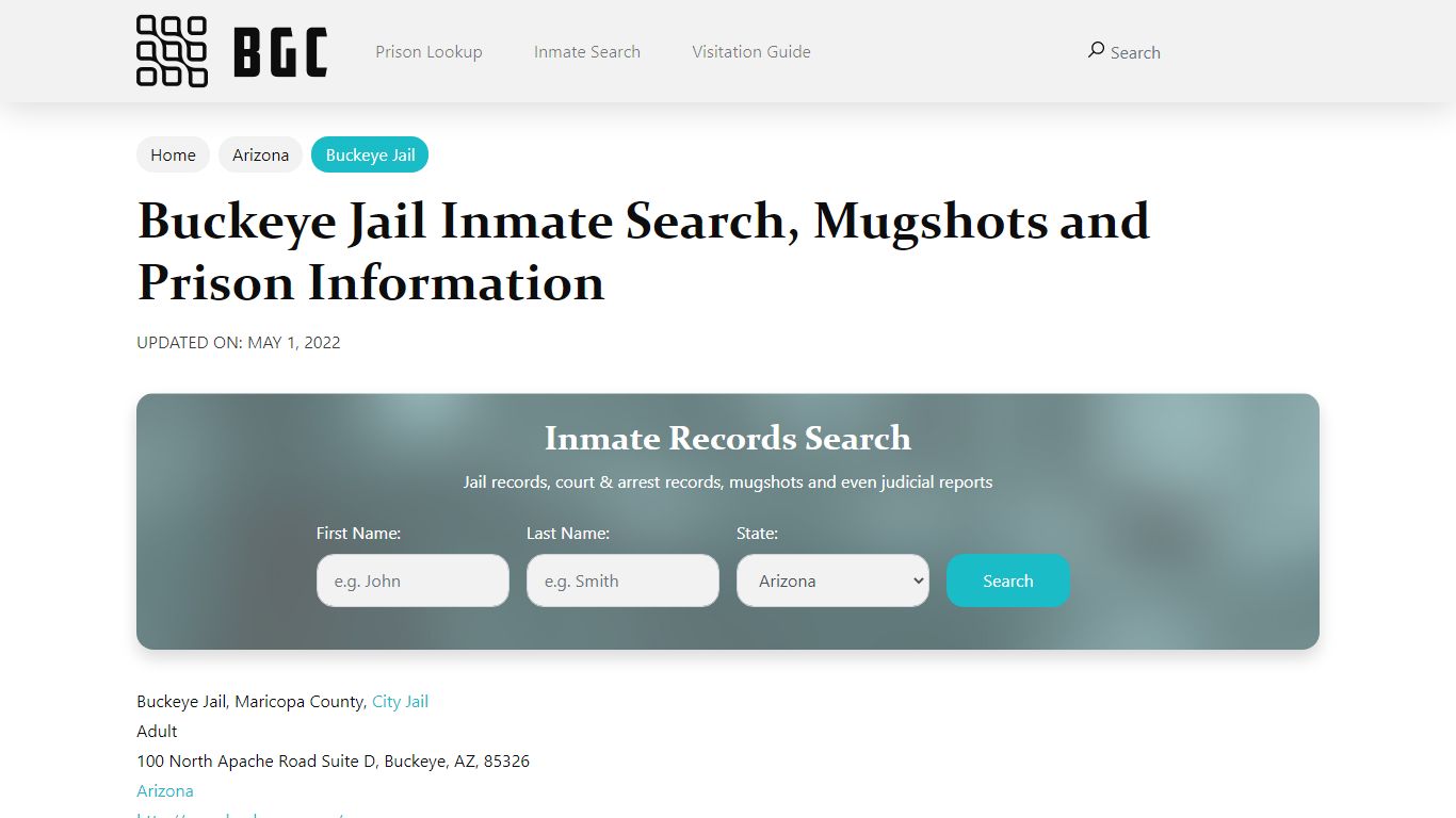 Buckeye Jail Inmate Search, Mugshots, Visitation, Phone no ...